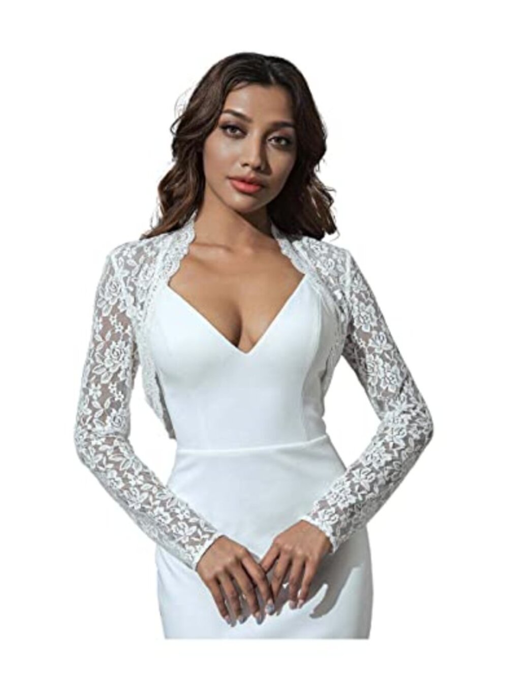 Lace Bolero Shrug Long Sleeve Evening Wedding Party Bride Jacket Top